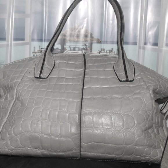 $398 Charles Jourdan Croc Leather 2 Way Satchel Shoulder Bag Purse Like new - Picture 3 of 11